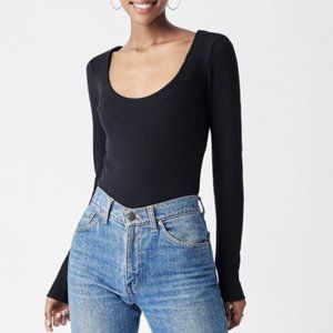 Faherty Legend Rib Monroe Bodysuit - Black